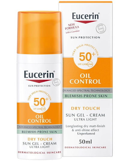 Eucerin Face Sunscreen Oil Control Gel-Cream Dry Touch, High UVA/UVB Protection, SPF 50+, Light Texture