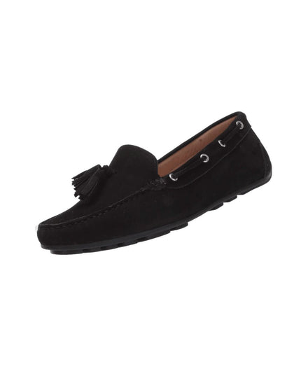 Size: 43 - Driver Club USA Women's Leather Made in Brazil Tassle Driving Loafer, Black Nubuck