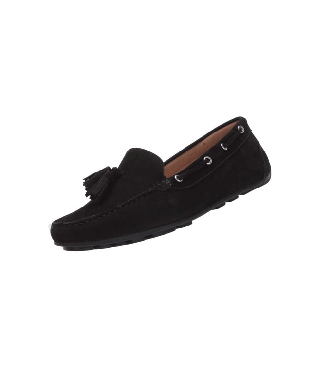 Size: 43 - Driver Club USA Women's Leather Made in Brazil Tassle Driving Loafer, Black Nubuck