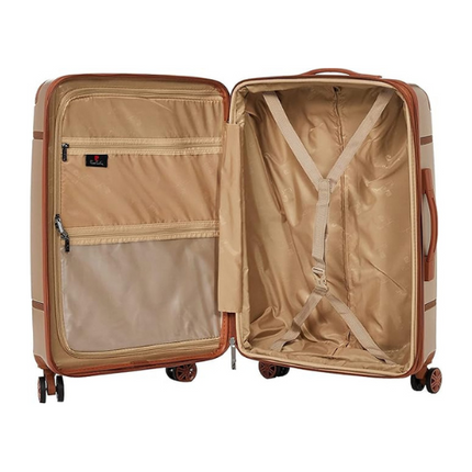 Pierre Cardin Classic Luggage Lightweight Suitcase for travel, TSA Approved, ANTI Theft Double Zipper Lock (Set of 3, Champagne)