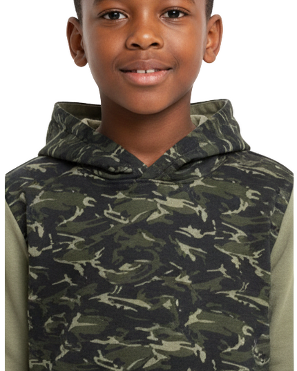 MTA SPORT Kids Hoodie, 8-16Y, Olive Camo Black