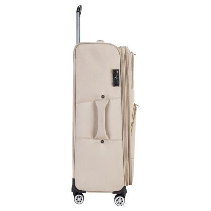 Pierre Cardin Softside Luggage Set of 3 Extra Large Size, Premium and Lightweight Fabric Material Suitcase, ANTI Theft Double Zipper, Expandable, 4 Double Wheels (Beige)
