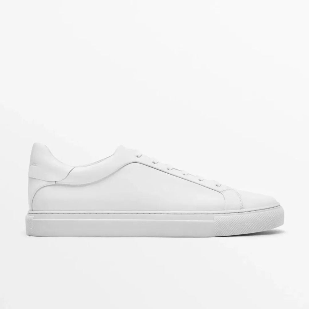 Massimo Dutti Men's White Leather Sneakers - 2326/751/001