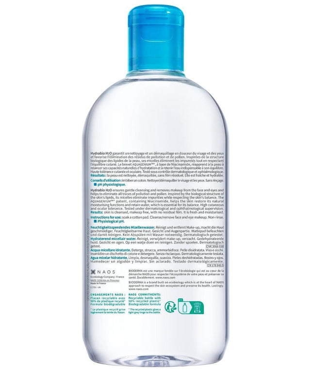 Bioderma HydraBio H2O Micelle Solution for Women - 16.9 oz Cleanser