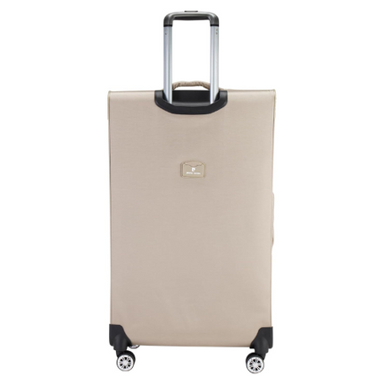 Pierre Cardin Softside Luggage Set of 3 Extra Large Size, Premium and Lightweight Fabric Material Suitcase, ANTI Theft Double Zipper, Expandable, 4 Double Wheels (Beige)