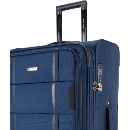 Pierre Cardin Lightweight Luggage Set of 3 for Travel, Softside Suitcase Set With TSA Approved Lock, Anti Theft Double Zipper And 8 Smooth Wheels (Navy)