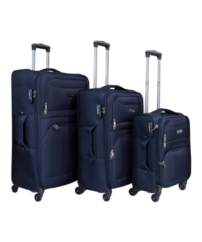 Sonada Lightweight Luggage 4 Wheels, ANTI Theft Digit Lock Softside Suitcase for travel (Set of 3, Navy)