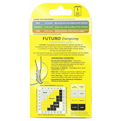 Futuro Energizing Trouser Socks for Women Mild Large Black 1 Pair