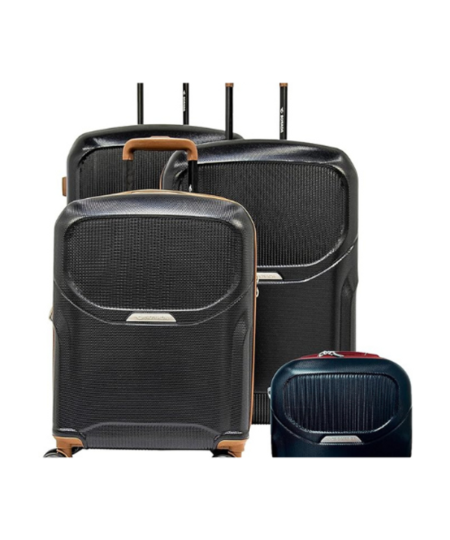 SONADA Luggage Set of 4 Expandable Impact Resistant Hardside Suitcase with 4 Double Spinner Wheels, LIGHT WEIGHT TSA Approved And Anti-Theft Zipper (Set of 4, Black)