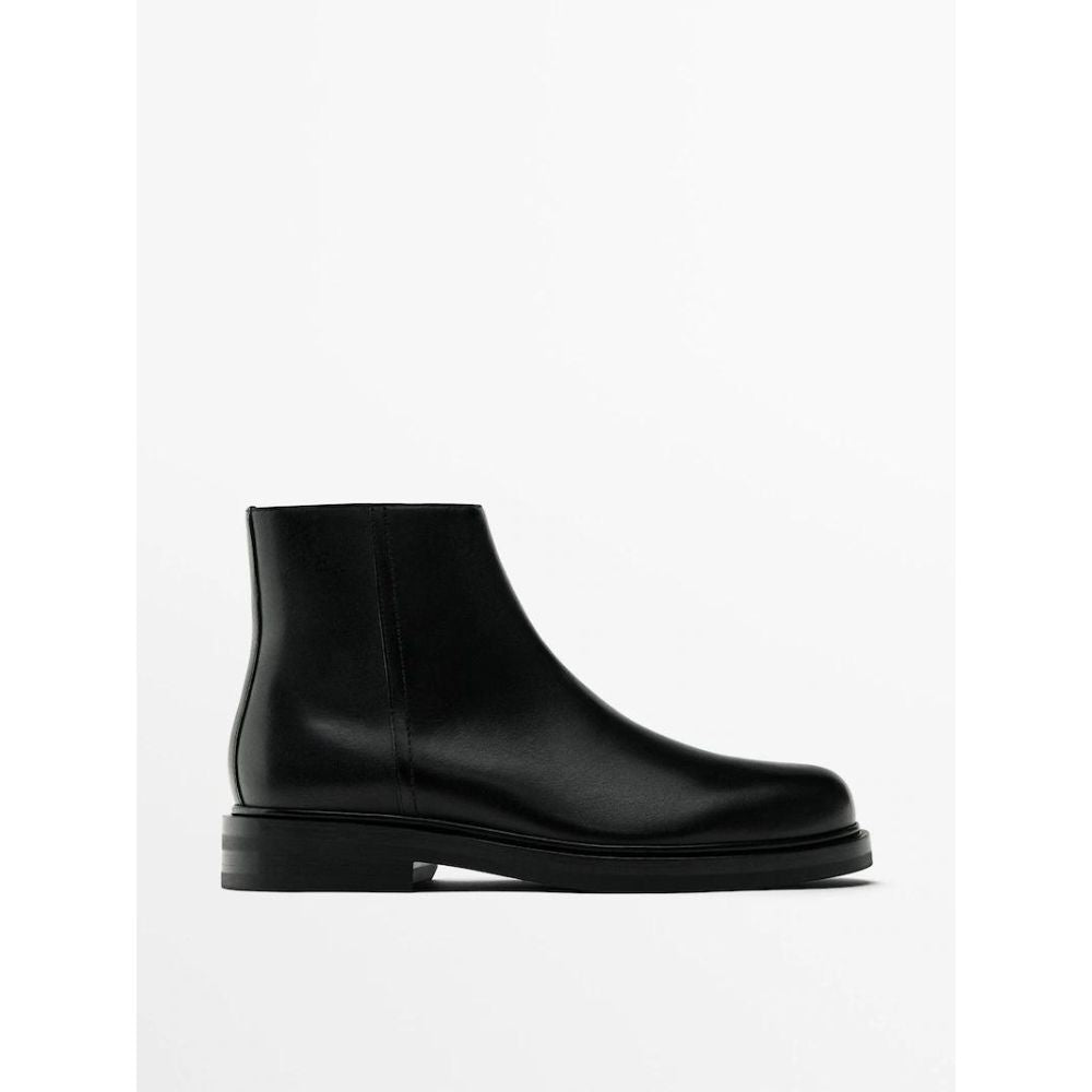 Massimo Dutti Black Leather Boots For Men
