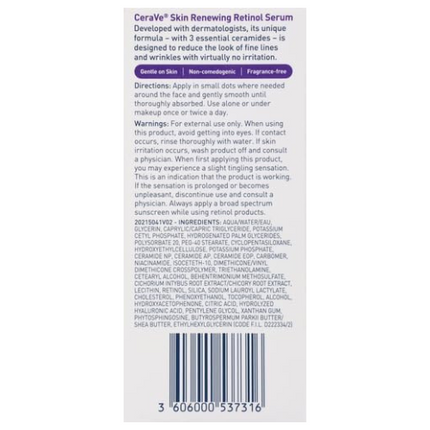 CeraVe Anti Aging Retinol Serum 1 Ounce Cream Serum for Smoothing Fine Lines and Skin Brightening Fragrance Free, 1 Fl Oz