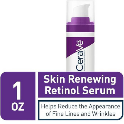 CeraVe Anti Aging Retinol Serum 1 Ounce Cream Serum for Smoothing Fine Lines and Skin Brightening Fragrance Free, 1 Fl Oz