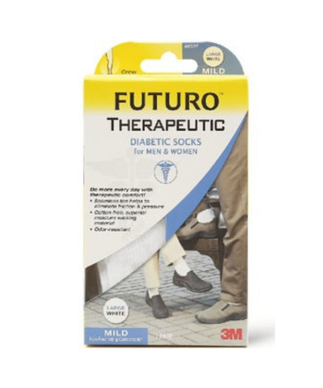 Futuro Therapeutic Diabetic Socks Small White MIld Compression