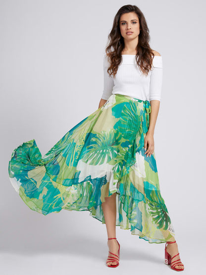 Guess Women'S Tropical Print Wrap Maxi Skirt