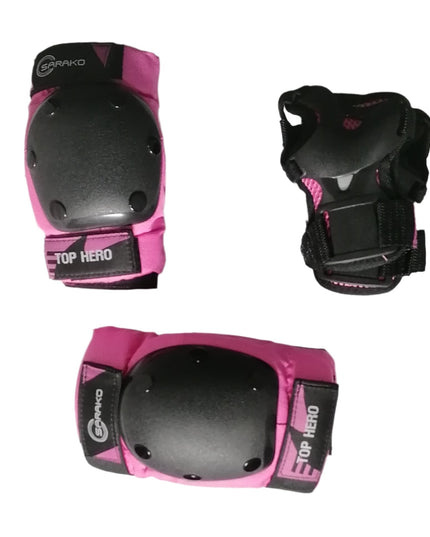 Top Hero Protective Gear For Elbow,Wrist & Knee Protection, Pink & Black