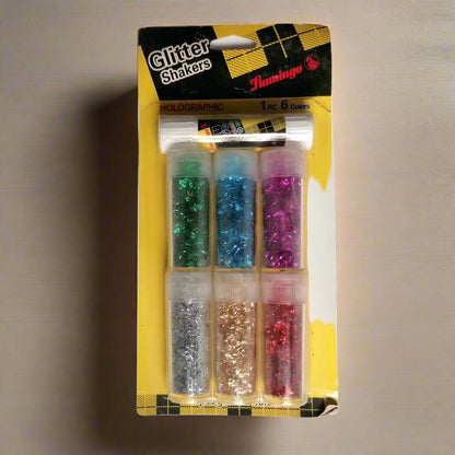 Flamingo Holographic Glitter Shaker 6 Colors With 1Pcs 8G Glu Stick