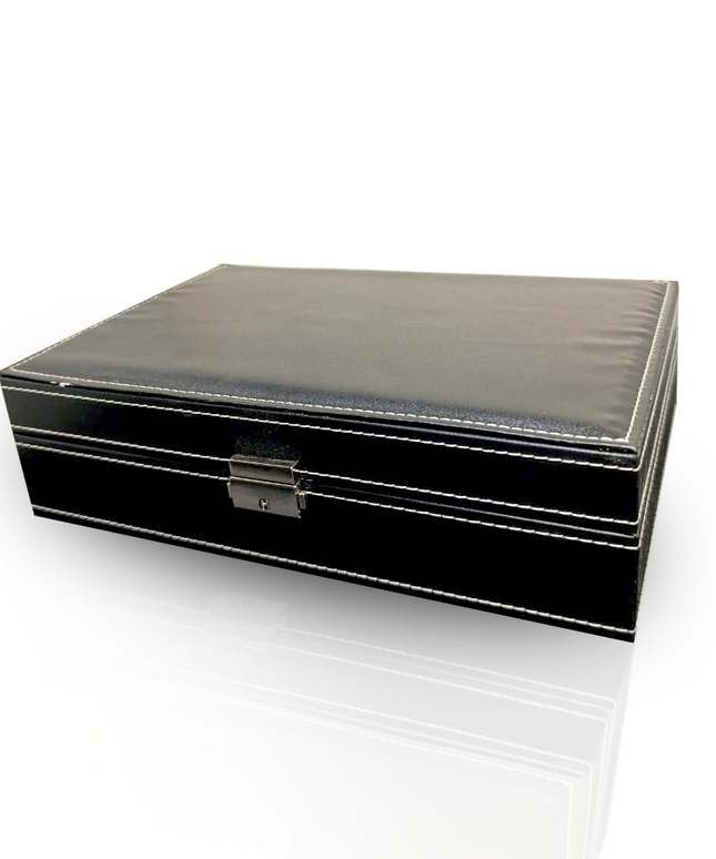 8 Slot PU Leather Watch and Jewelry Organizer Case | Stylish Storage Box for Watches, Rings, Necklaces, & Bracelets | imperfect package