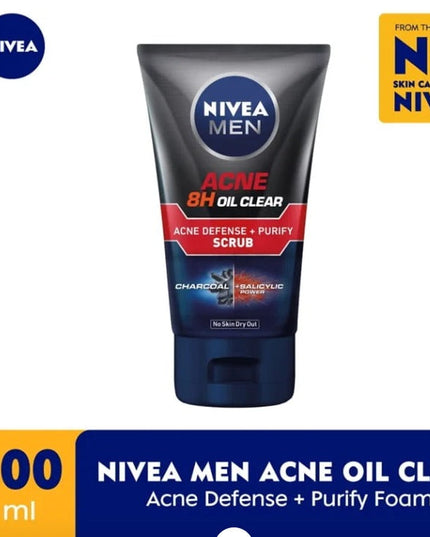 NIVEA MEN Acne Oil Clear Acne Defense + Purify Scrub 100ml