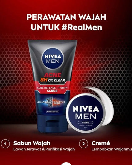 NIVEA MEN Acne Oil Clear Acne Defense + Purify Scrub 100ml