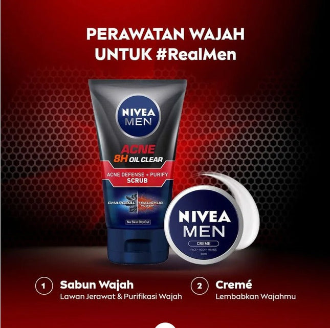NIVEA MEN Acne Oil Clear Acne Defense + Purify Scrub 100ml