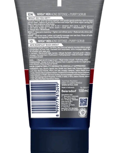 NIVEA MEN Acne Oil Clear Acne Defense + Purify Scrub 100ml