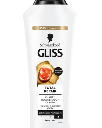 GLISS TOTAL REPAIR champú Shampoo for shiny hair - Hair loss shampoo - Moisturizing shampoo 400 mle