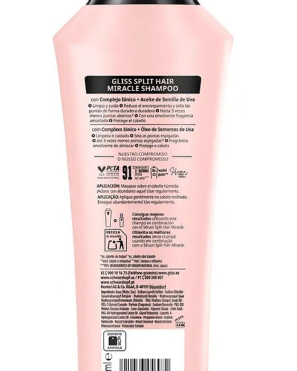 Gliss Split Hair Miracle Shampoo Anti-Frizz Shampoo - Moisturizing Shampoo 400 mle
