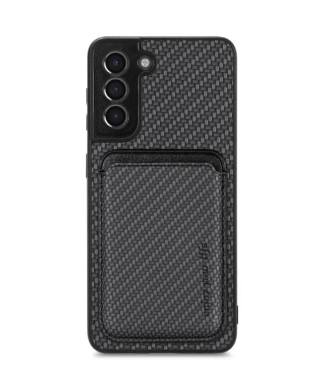 For Samsung Galaxy S24 Carbon Fiber Leather Card Magsafe Magnetic Phone Case(Black)