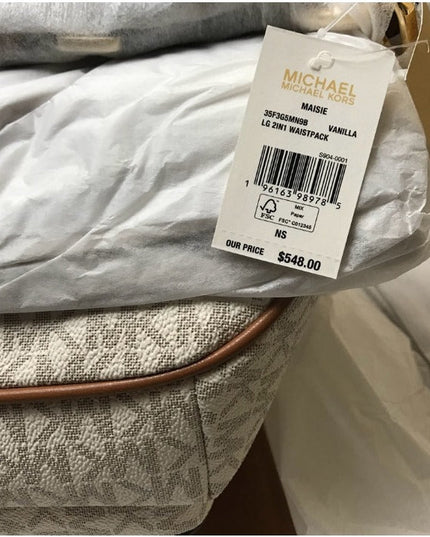 Michael Kors Maisie Large Vanilla Waistpack Card Case Fanny Pack Bag