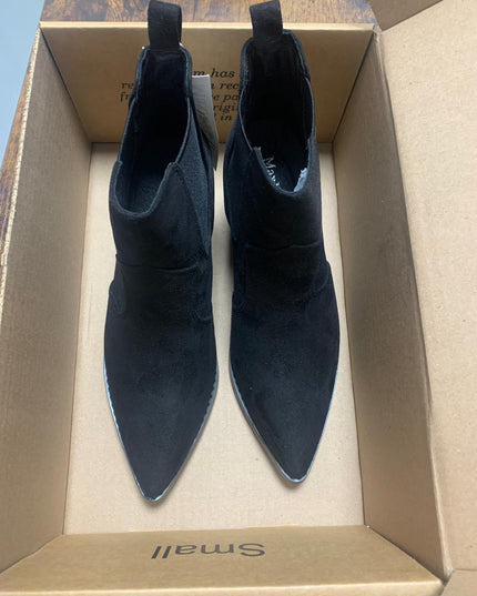 Size: 38 - MaxMuxun Women's Chunky Heel Boots Ankle Boots for Women Western Booties Faux Leather Pointed Toe Chelsea Fall Boots for Women 2024