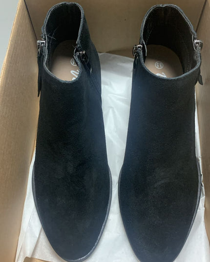 Size: 39 - Vepose Women's 9002 Suede Leather Low Booties, Ankle Boots, Black, Low Heel Elegant Boot(CJY9002 Black)