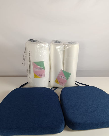 AAAAAcessories D-Shaped Chair Cushions for Dining Chairs with Ties and Removable Cover, 43 cm W x 40 cm L x 5 cm H, Set of 6, Blue