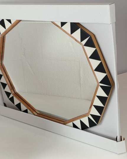 SEALED - 45CM X 60CM - Wood Resin Decorative Wall Mirror Brown - Opal house Designed with Jungalow (A)