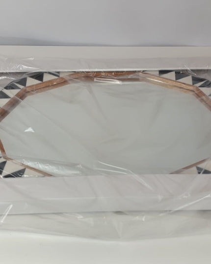 SEALED - 45CM X 60CM - Wood Resin Decorative Wall Mirror Brown - Opal house Designed with Jungalow (A)