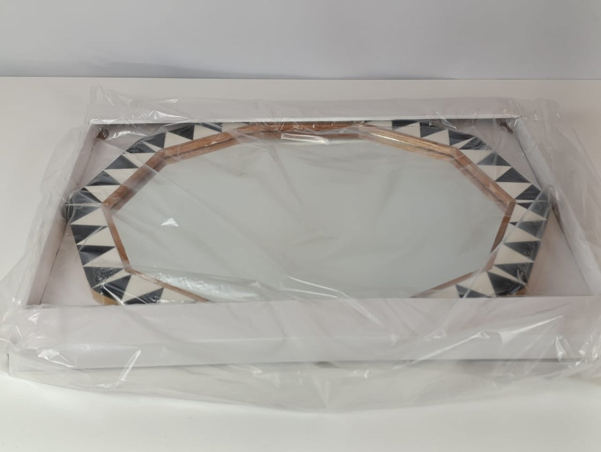Sealed - 45Cm X 60Cm - Wood Resin Decorative Wall Mirror Brown - Opal House Designed With Jungalow (A) (Open Box)