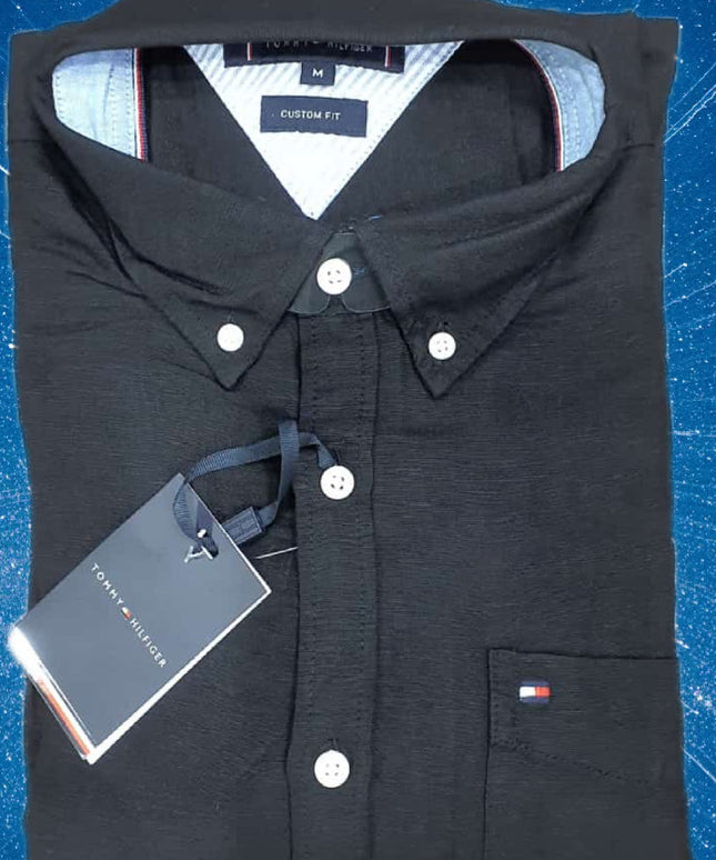 Tommy Hilfiger Men’s Long Sleeve Shirt, BLACK