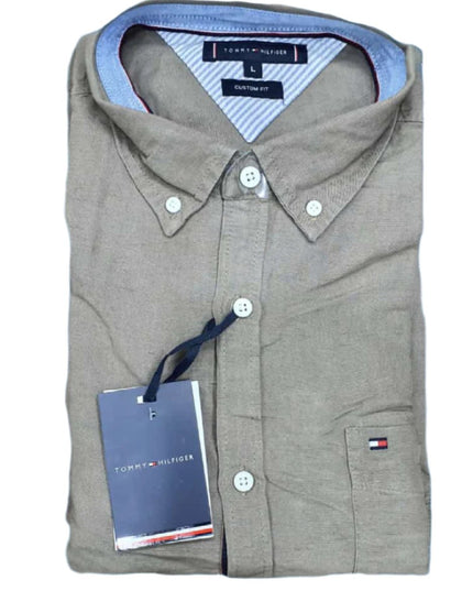 Tommy Hilfiger Men’s Long Sleeve Shirt, DARK BIEGE