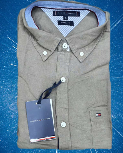 Tommy Hilfiger Men’s Long Sleeve Shirt, DARK BIEGE