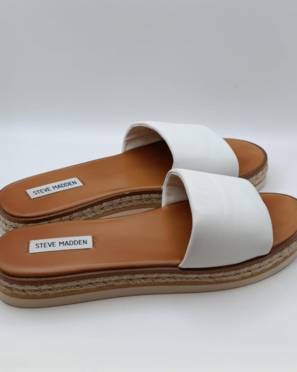 Size: 40 - Steve Madden Women's Enough Sandal, White Leather