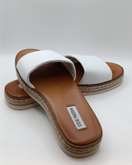Size: 40 - Steve Madden Women's Enough Sandal, White Leather