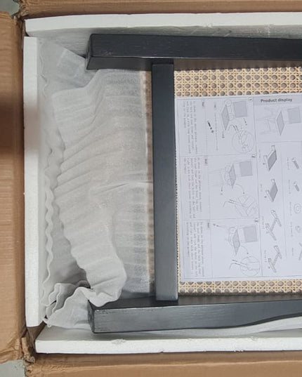 Accent Chair Dining Chairs Set of 2, Solid Wood Frame Boho Rattan Chair, Mid Century Modern Accent Chairs for Living Room Bedroom Dining Room Kitchen (Black)