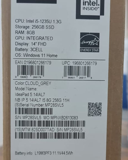 Lenovo IdeaPad 5 14IAL7 Laptop | 14" FHD | Core i5-1235U - 256GB SSD Hard Drive - 8GB RAM | Win 11 Home | Cloud Grey