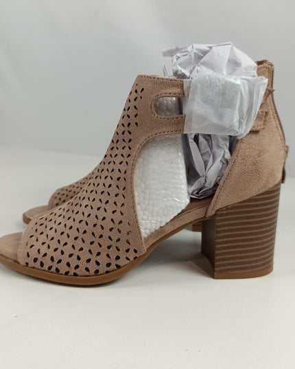 SIZE: 38 - Alexis Bendel Women's Cut-Out Open Toe Bootie Taupe