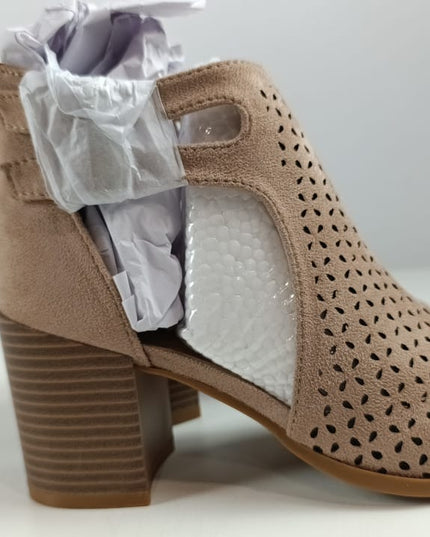 SIZE: 38 - Alexis Bendel Women's Cut-Out Open Toe Bootie Taupe