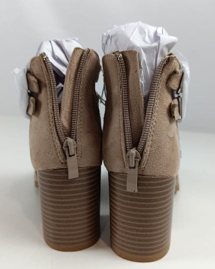 SIZE: 38 - Alexis Bendel Women's Cut-Out Open Toe Bootie Taupe