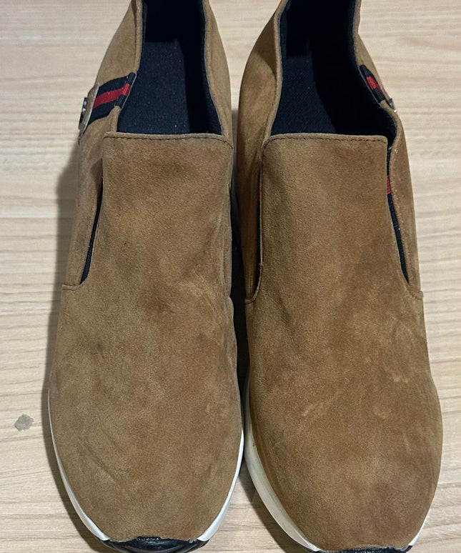 Solid wedge ankle boots women fashion martin style boots thick sole boots -brown