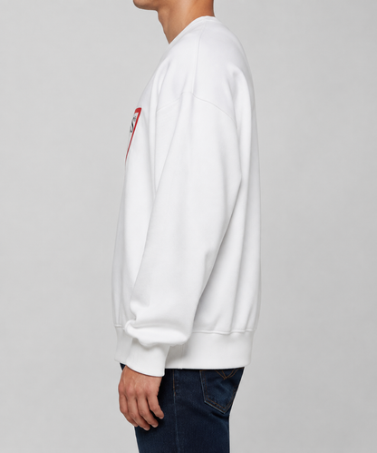 Guess Men'S Classic Triangle Logo Sweatshirt White