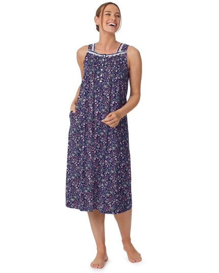 SIZE: 2XL(18W-20W) - Aria Women's Sleeveless Long 100% Cotton Nightgown in 46"