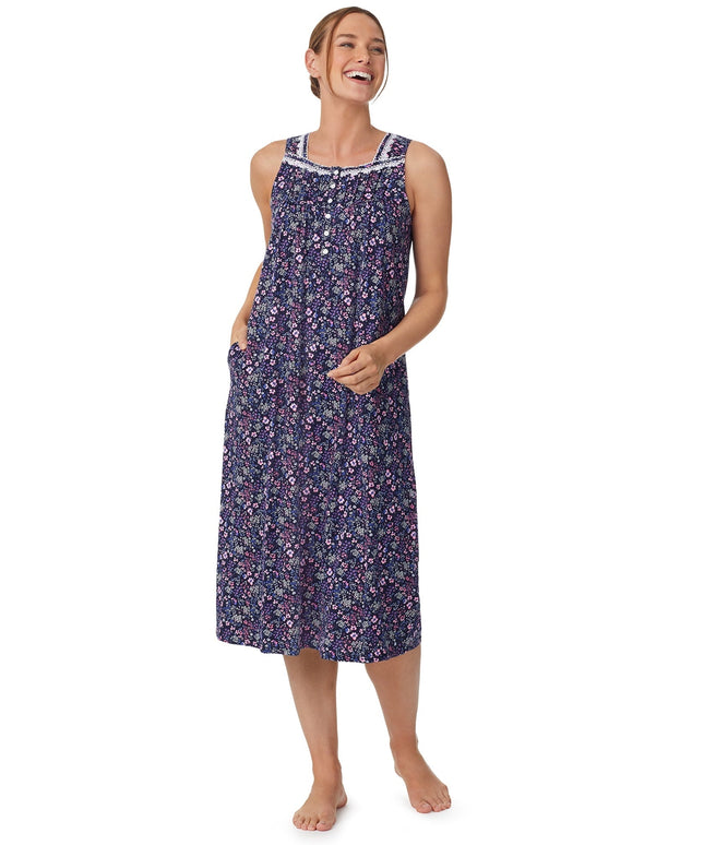 SIZE: 2XL(18W-20W) - Aria Women's Sleeveless Long 100% Cotton Nightgown in 46"
