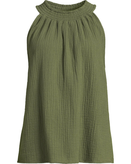 SIZE: XL(16-18) - Time and Tru Women's Smocked Halter Woven Top